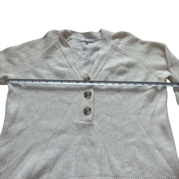 Madewell Ribbed Lyle Henley Sweater Wool Blend in Cream, Size M - Picture 8 of 9